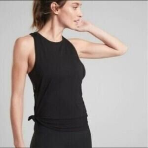 Athleta Focused Essence Black Athletic Semi Slim Tank Top Size XS